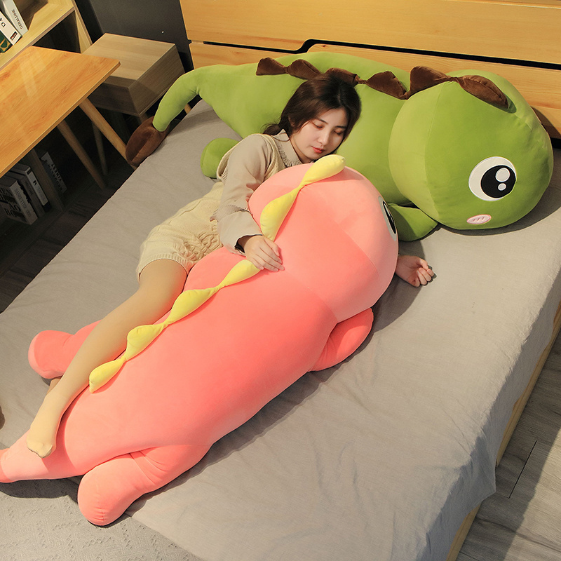 공룡 봉제 장난감 인형 귀여운 남성과 여성의 긴 스트립 베개 침대 포옹 수면 슈퍼 부드러운 큰 인형 인형