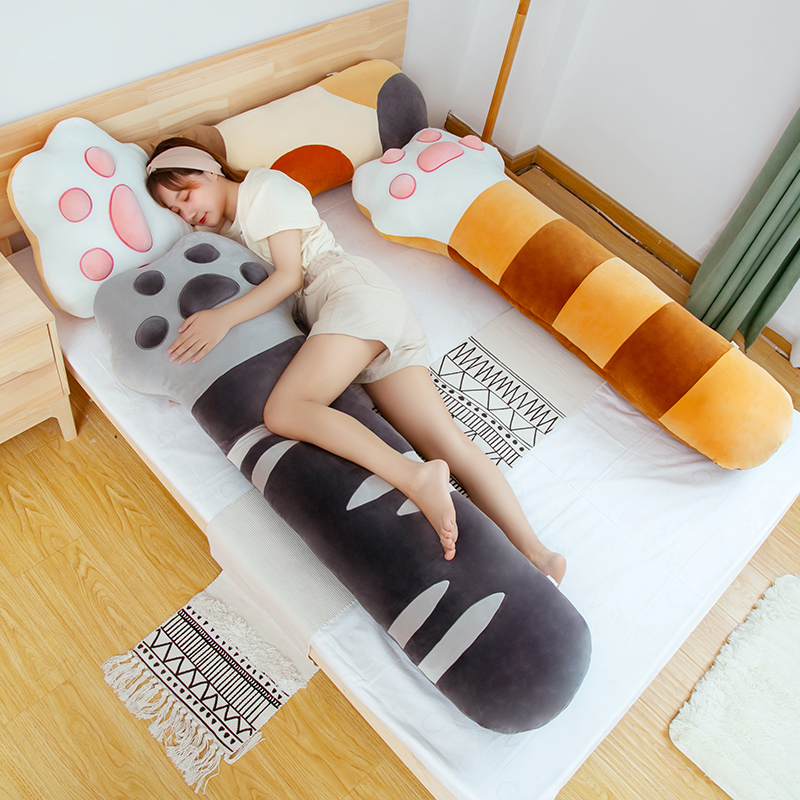 고양이 봉제 장난감 스트립 베개 침대 쿠션 베개 인형 인형 인형 귀여운 소녀와 함께 잠을 동반