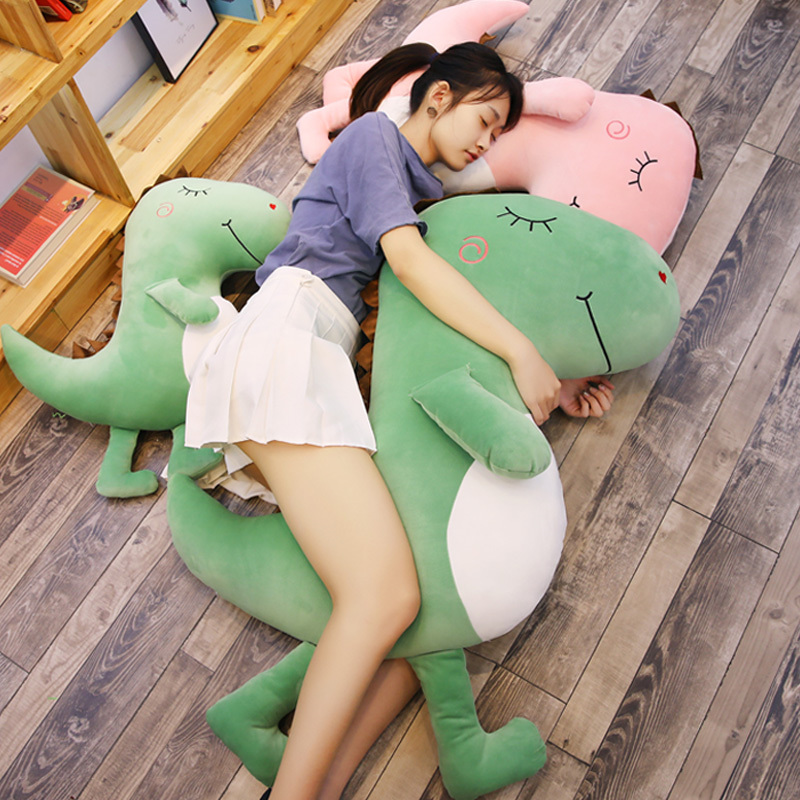 잠자는 인형, 공룡 인형, 게으른 인형 장난감, 귀여운 소녀 생일 선물, 긴 베개를 들고