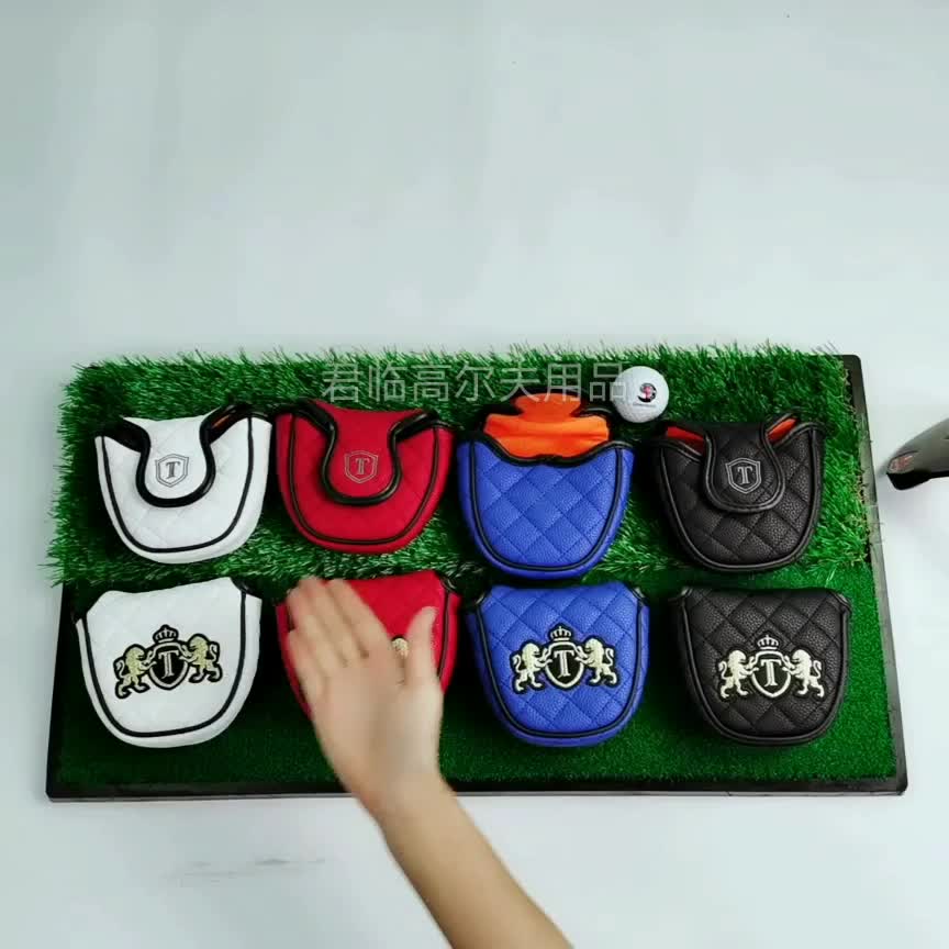 골프 JT 반원 퍼터 커버 사자 패턴 자수 보호 커버 PU 방수 두꺼운 봉제 막대 커버 4 색