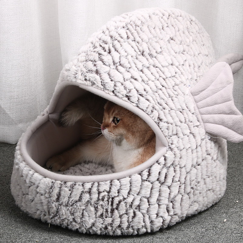 고양이 쿠션하우스 만화 쿠션 집 사계절 범용 닫힌 새끼 애완 동물 침낭 용품