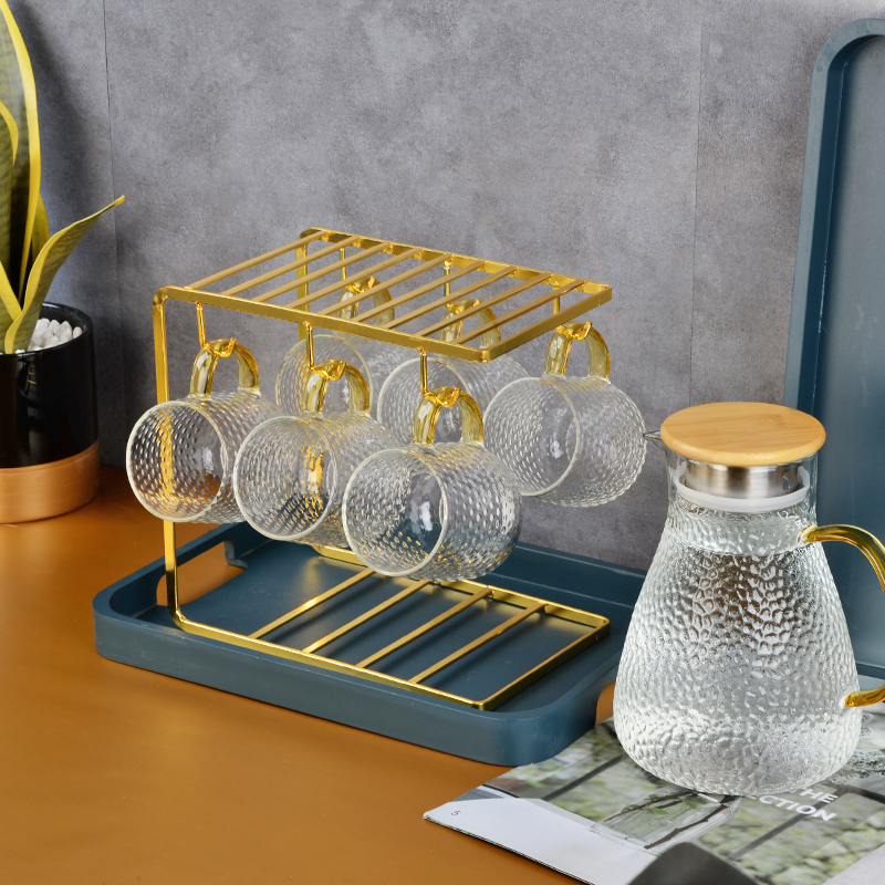 컵걸이 거꾸로 빛 고급 유리 마시는 컵 수납 홀더 랙 크리에이티브 가정용 더블 레이어 거실 배수 선반