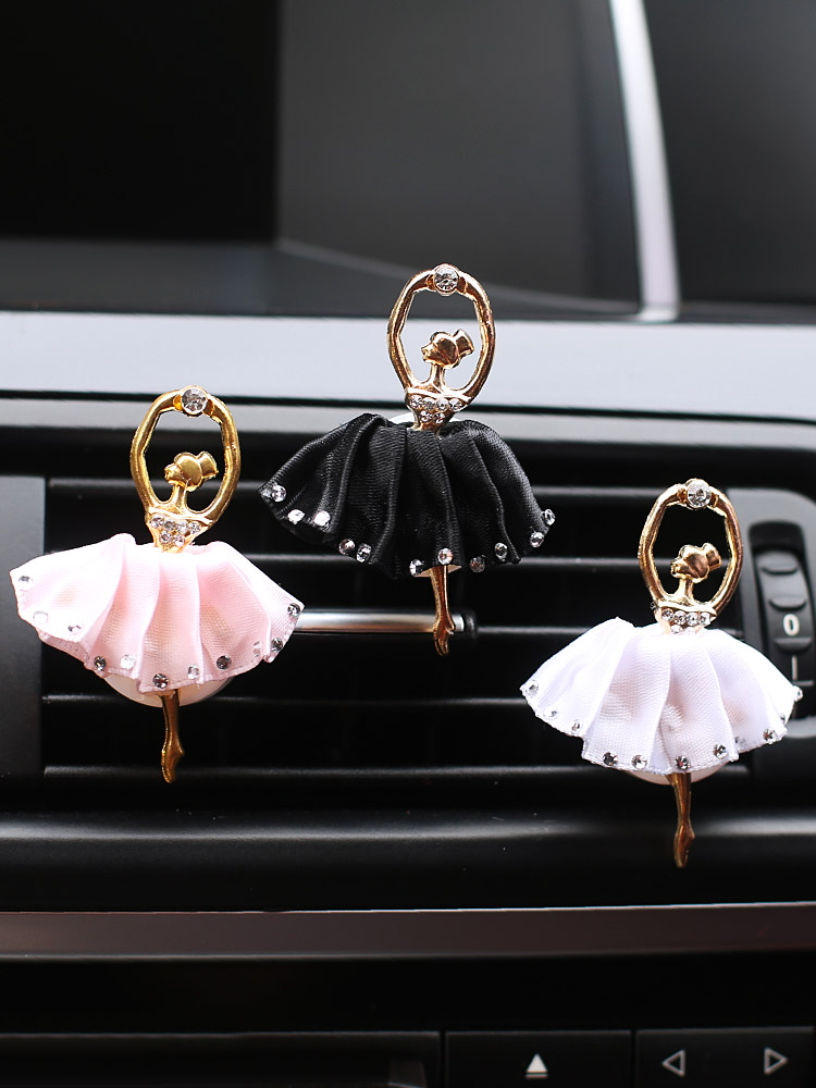 귀여운 다이아몬드 박힌 발레 소녀 자동차 공기 콘센트 장식 인테리어 악세사리 에어컨 향수 클립