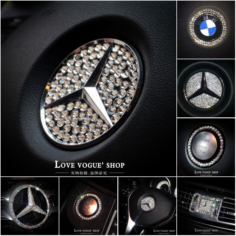 Pujing 자동차 보석 다이아몬드 자동차 스티커 메르세데스-벤츠 BMW 아우디 폭스 바겐 성격 여성 드라이버 자동차 스티커 뷰티 장식 스티커