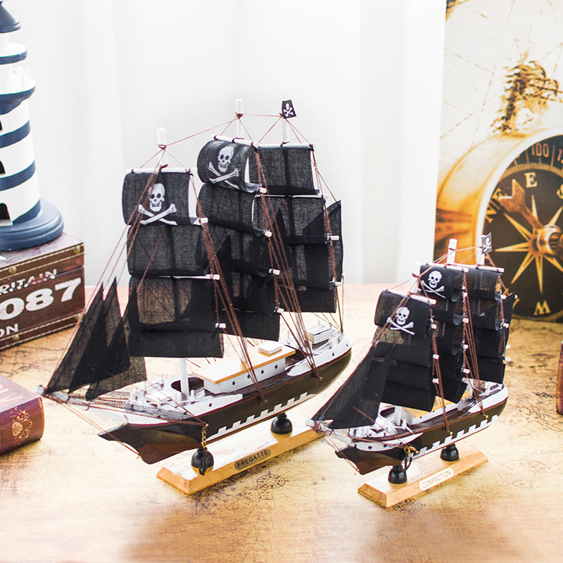Aoya Dijia 단단한 나무 요트 모델 장식 장식품 항해 선박 해적선 공예 가구 선물