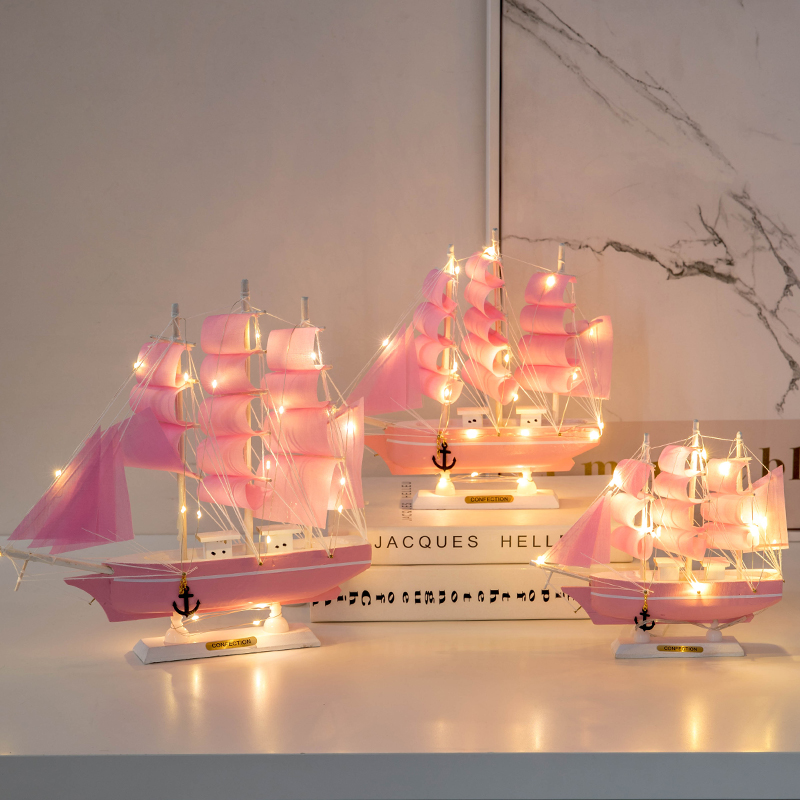 소녀의 마음은 부드러운 항해 공예 시뮬레이션 단단한 나무 작은 나무 보트 모델 장식 장식품 졸업 시즌 선물