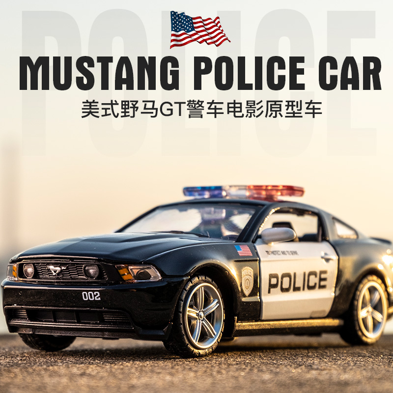 포드 머스탱 GT 경찰차 합금 자동차 모델 클래식 미국 영화 시뮬레이션 풀백 장난감