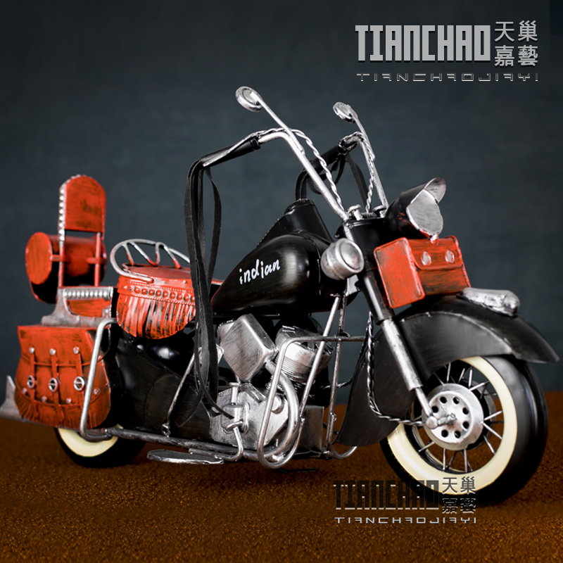 라이트 럭셔리 금속 오토바이 모델 미국 카우보이 소년 장식 장식품을위한 하이 엔드 선물