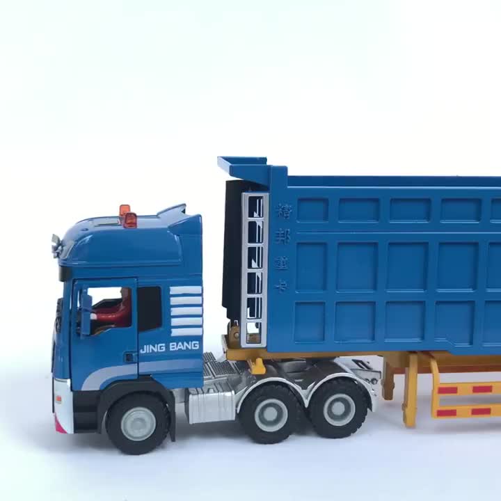 대형 1 50 어린이 합금 완구 덤퍼 세미 트레일러 공학 대형 트럭 시뮬레이션 소년 트럭 모델