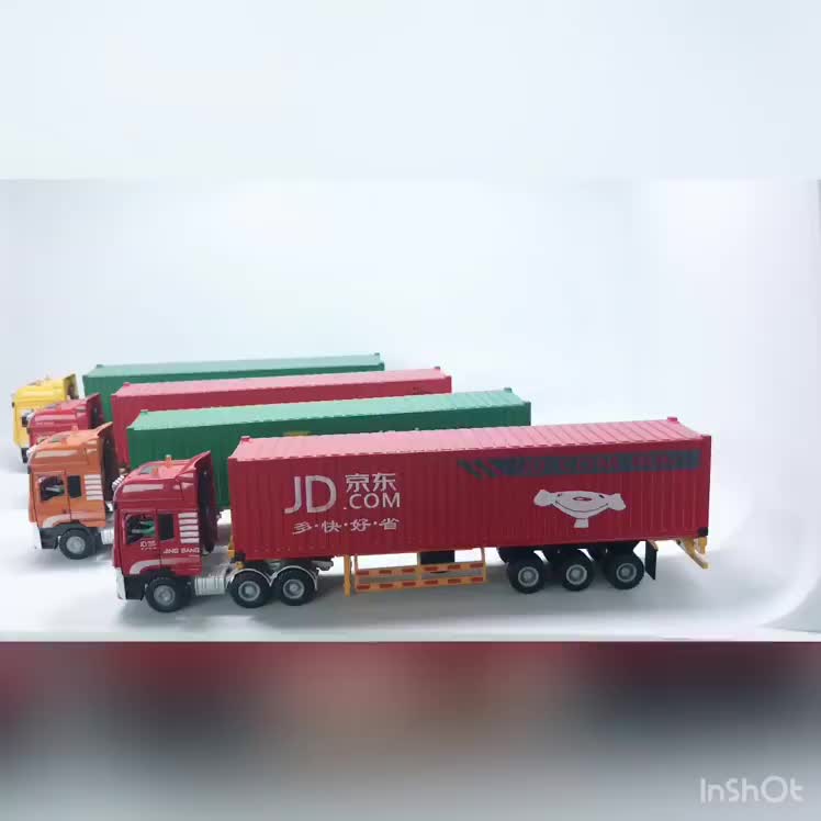 큰 1/50 합금 장난감 컨테이너 세미 트레일러 엔지니어링 대형 트럭 시뮬레이션 소년 모델