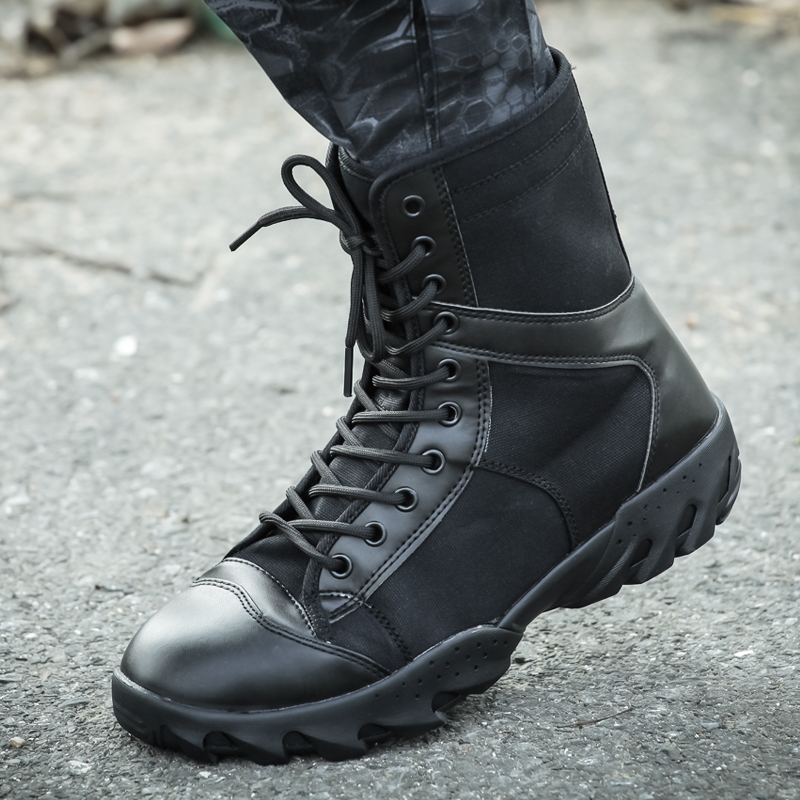 워커 가을 밀리터리 부츠 남성 특수 부대 초경량 훈련 전투 전술 하이 탑 블랙 캔버스 신발 보안