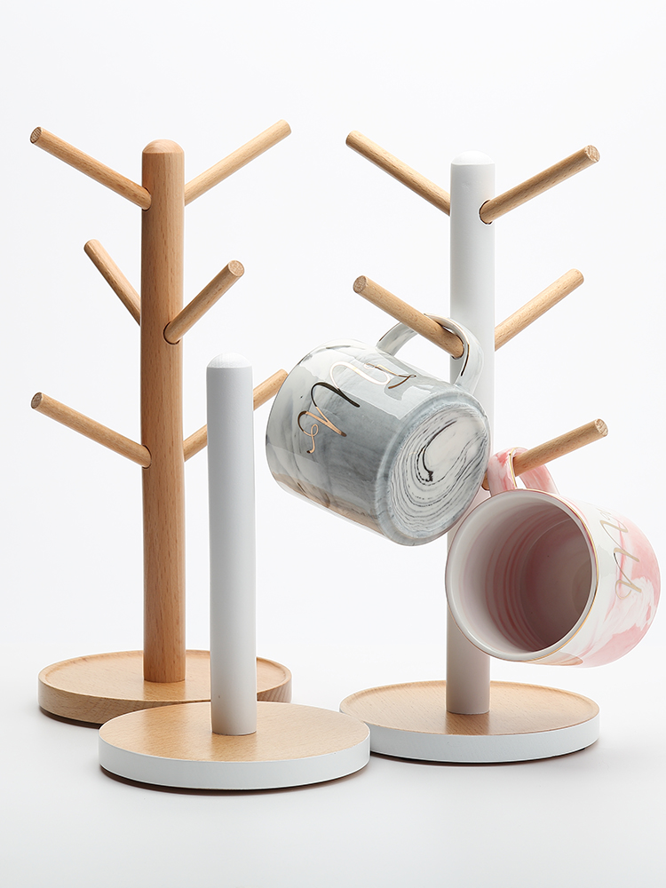 유럽식 너도밤 나무 컵 홀더 홈 크리 에이 티브 패션 스토리지 랙 주방 간단한 찻잔 단단한 나무 랙