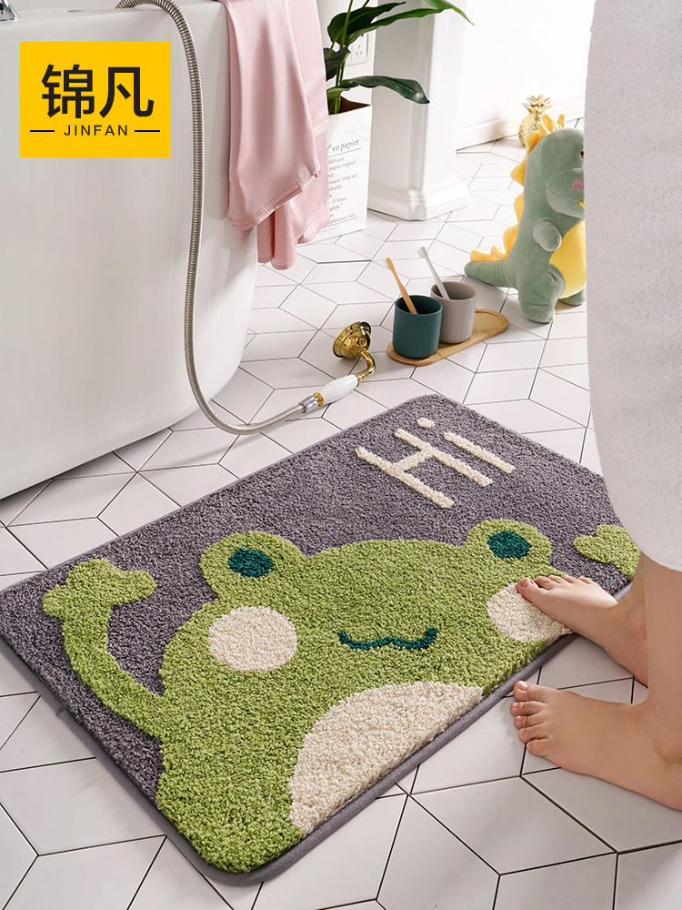 개구리 흡수성 매트 욕실 입구 도어 침실 침대 옆 귀여운 가정용 카펫 미끄럼 방지