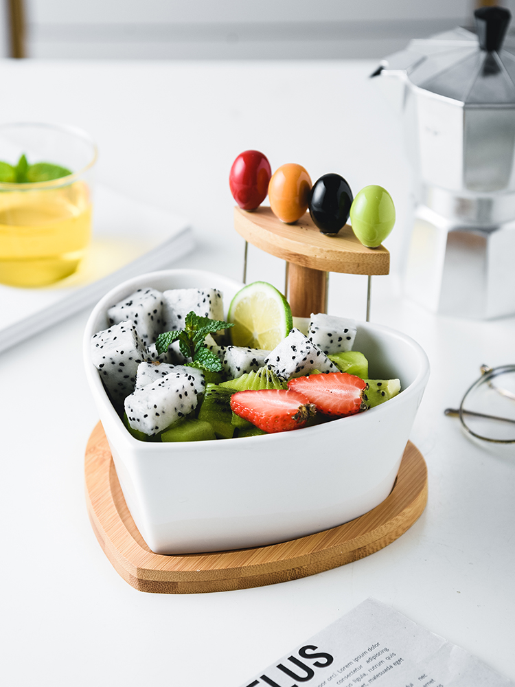eioo 과일 접시 세라믹 크리에이티브 성격 사탕 현대 거실 가정용 샐러드 디저트 그릇 포크