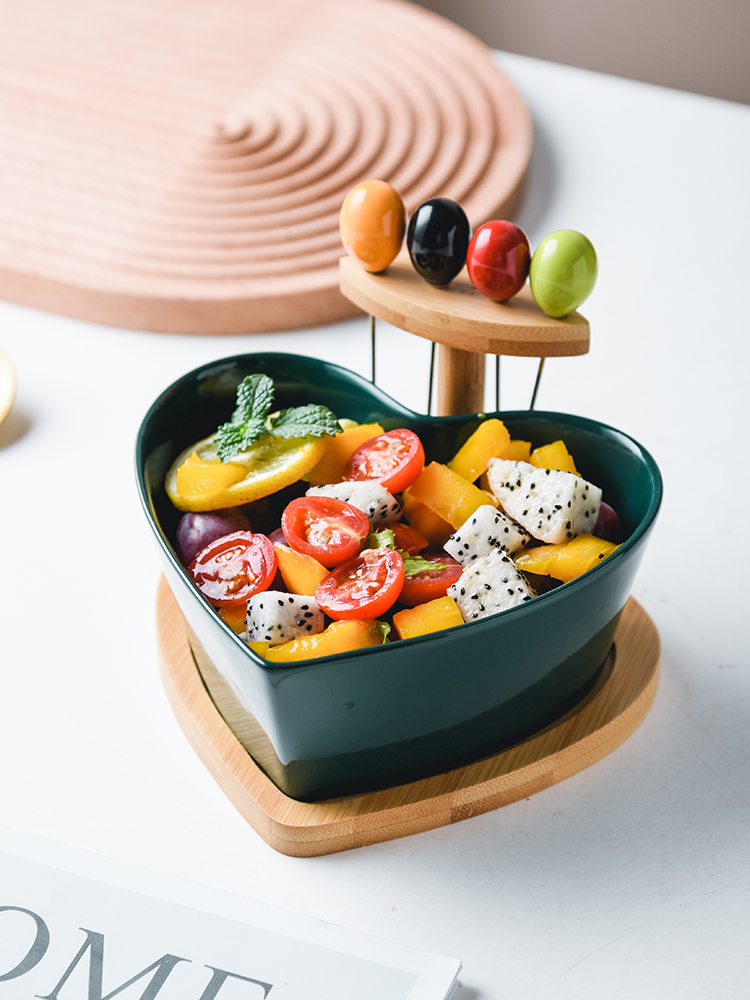 크리 에이 티브 말린 과일 접시 세라믹 샐러드 그릇 포크 가정용 현대 거실 사탕 스낵 디저트