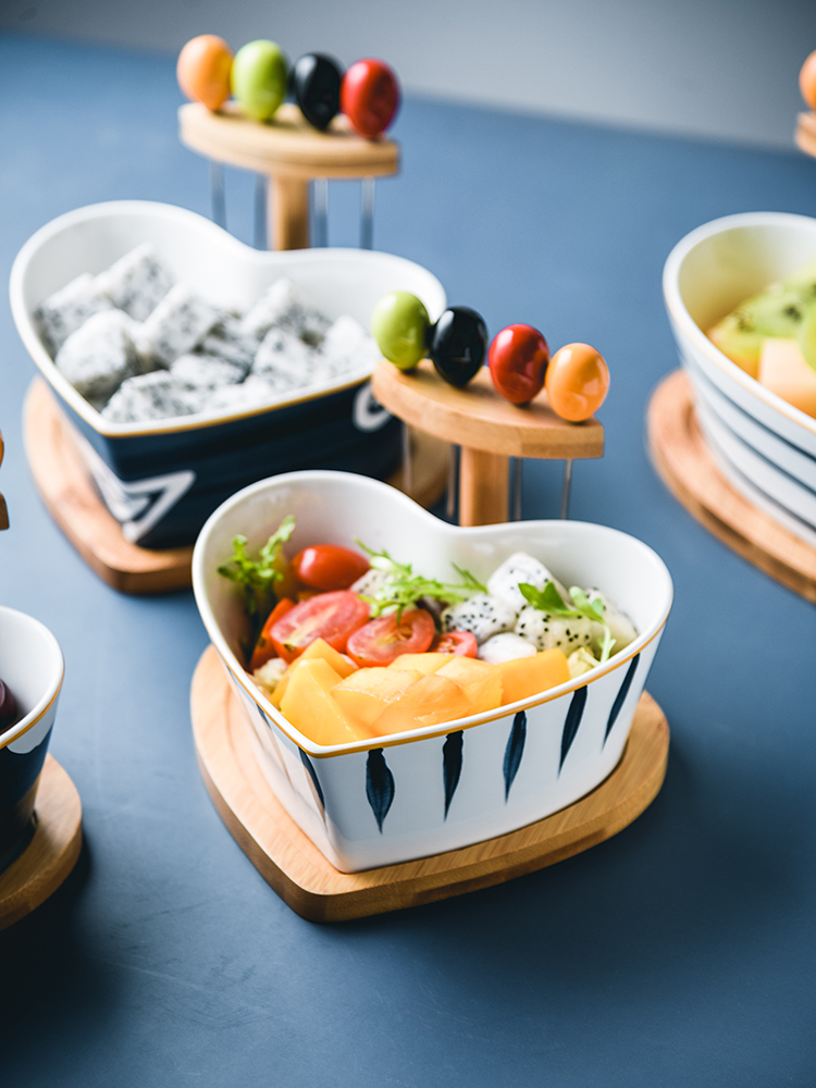 eioo 일본식 손으로 그린 ​​세라믹 과일 접시 크리 에이 티브 가정용 샐러드 그릇 현대 거실 커피 테이블 스낵 플레이트 말린