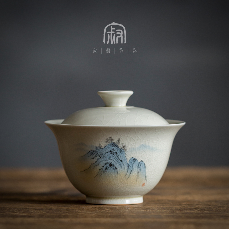 Jiyi Ru 가마 덮힌 그릇 가정용 가을시 간단한 세라믹 Sancai 단일 차 컵 오픈 손 잡아 냄비