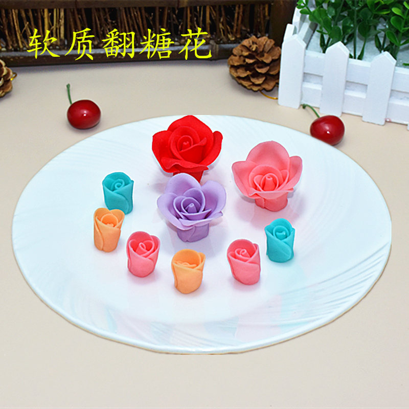 케이크 장식 연인 부드러운 장미 꽃 DIY 식용 수제 퐁당 꽃 초콜릿 베이킹 삽입 부티크