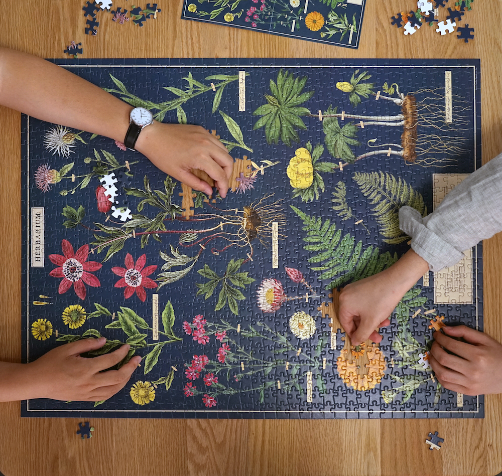 미국 Cavallini 빈티지 파티 게임 성인 팀 빌딩 대형 퍼즐의 1000 조각을 압축 해제