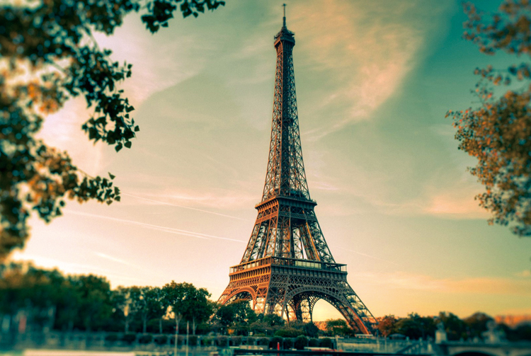 1000 조각의 나무 퍼즐 아름다운 파리 파노라마 에펠 탑 보라색 바다 라벤더 창조적 인 선물