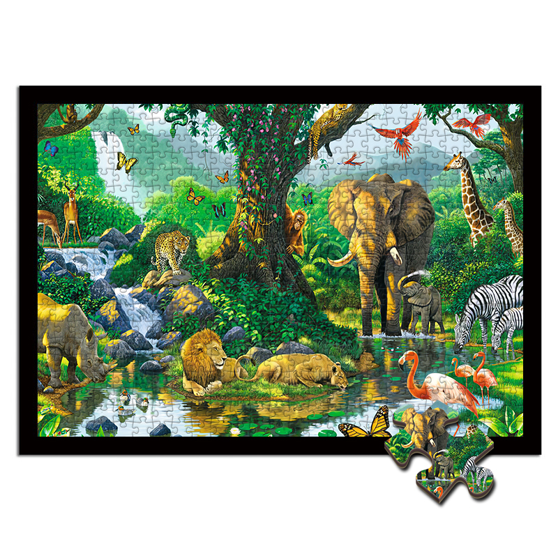 나무 퍼즐 300/500/1000 조각 대형 성인 감압 여자 어린이 교육 완구 동물 이야기