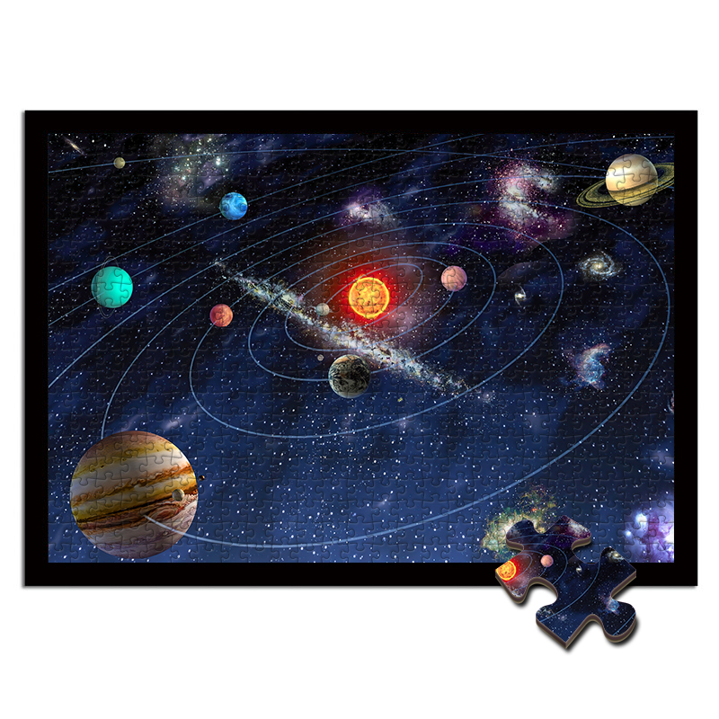 나무 퍼즐 300/500/1000 조각 태양계 과학 행성 성인 감압 어린이 교육 선물