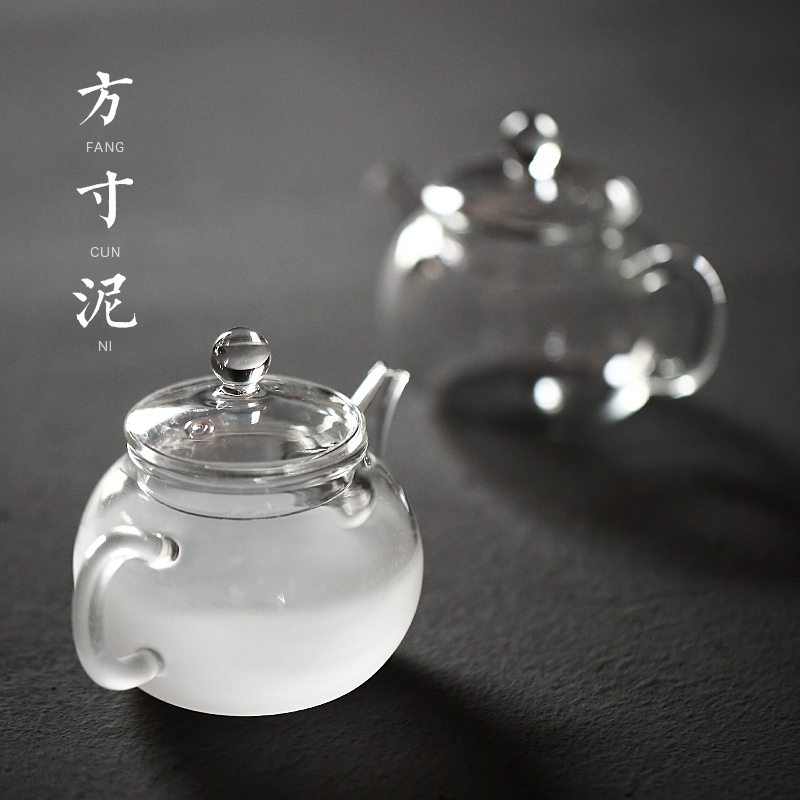 평방 인치 진흙 구름 유리 Xishi 주전자 분무 젖빛 일본식 간단한 내열성 작은 쿵후 주전자