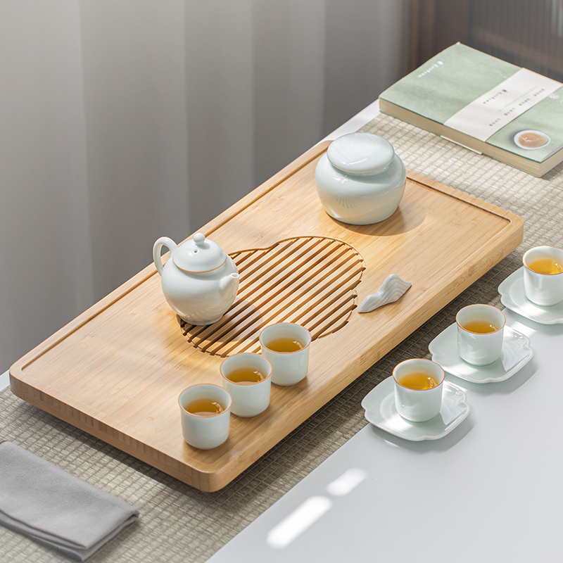 티트레이 대나무 차 쟁반 가정용 일본식 간단한 세트 바다 배수 저장 유형 작은 테이블
