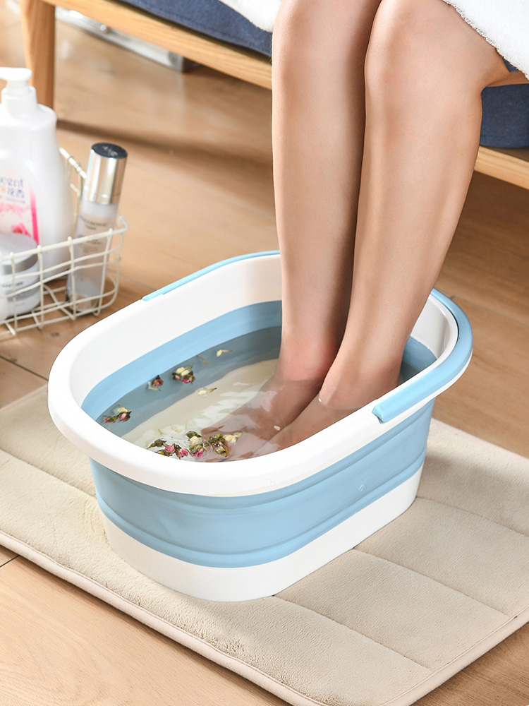 일본 접이식 발 목욕 가정용 족욕 플라스틱 휴대용 양동이 마사지 이슈