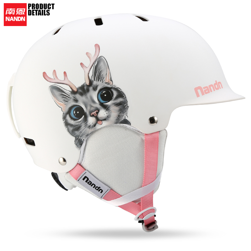 Nanen NANDN 신제품 모자 가장자리 스키 헬멧 싱글 및 더블 보드 따뜻하고 충돌 방지 스노우 헬멧 남성과 여성을위한 전기 도금 레이저 장비