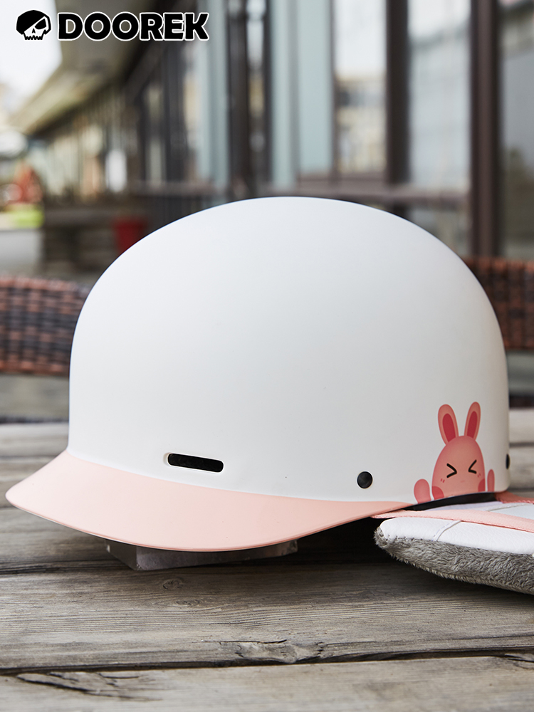 버섯 머리 DOOREK 싱글 및 더블 보드 스키 헬멧 남녀 충돌 방지 오토바이 타고 장비 만화 핑크