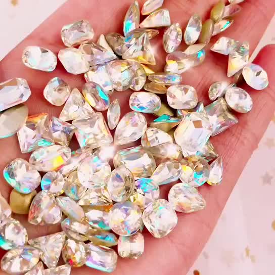네일 아트 악세사리 원뿔 모양의 다이아몬드 루즈핏 K9 AB 다채로운 라인 석 입체 더미 DIY