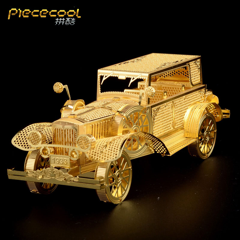 3D 입체 금속 퍼즐 레트로 클래식 자동차 DIY 조립 차량 시뮬레이션 모델 남성과 여성 친구를위한 생일 선물
