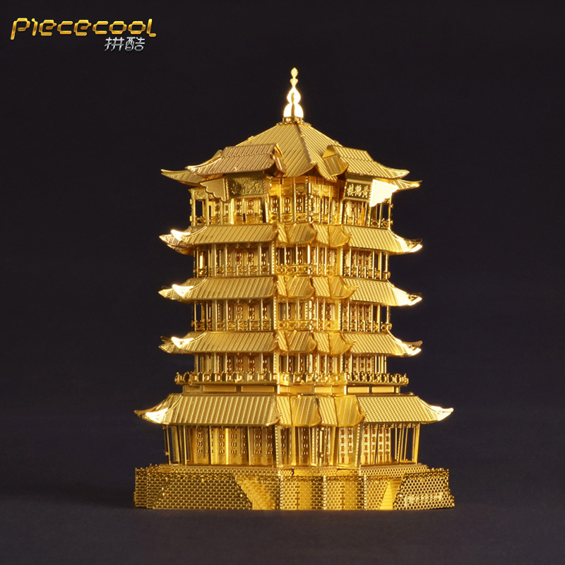 3D 스테레오 DIY 모든 금속 조립 모델 노란색 크레인 타워 황동 어려운 직소 퍼즐 크리에이티브 선물