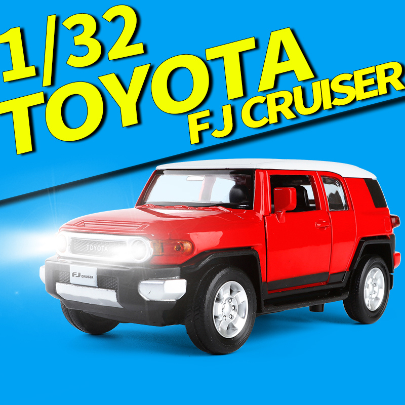 컬러 앰버 시뮬레이션 132 Toyota FJ Cool Luze 오프로드 차량 합금 사운드 및 라이트 풀백 자동차 모델 어린이 장난감