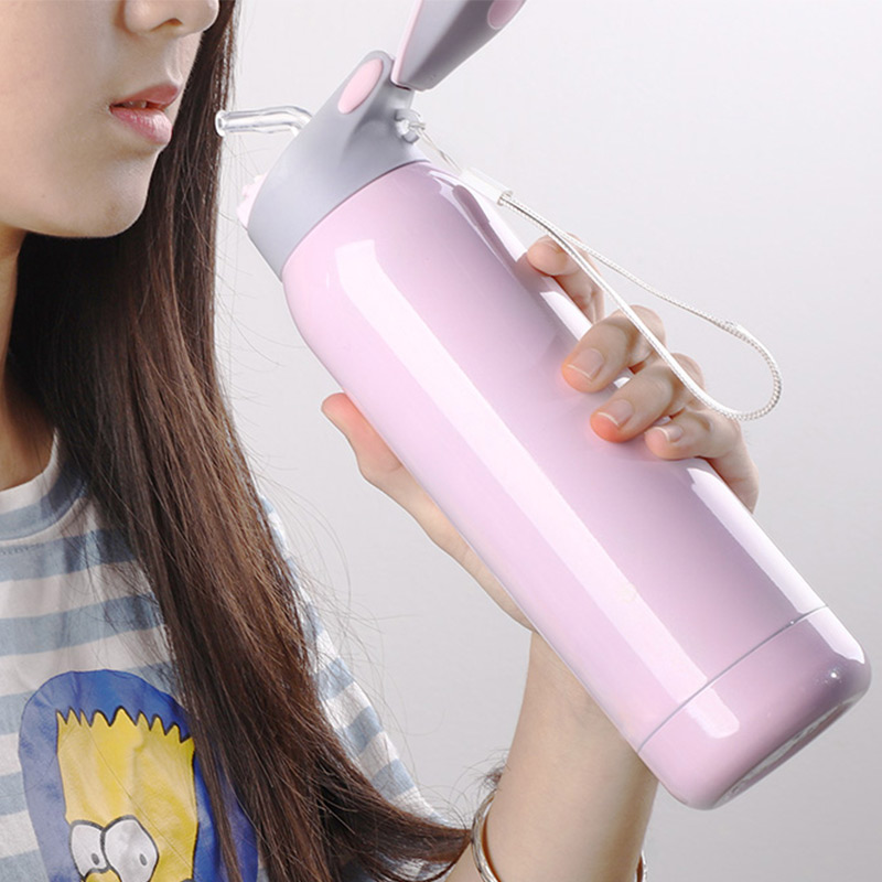 성인용 빨대 컵, , 출산 물 진공 컵이있는 여성, 대용량 휴대용 소녀 심장 색 컵