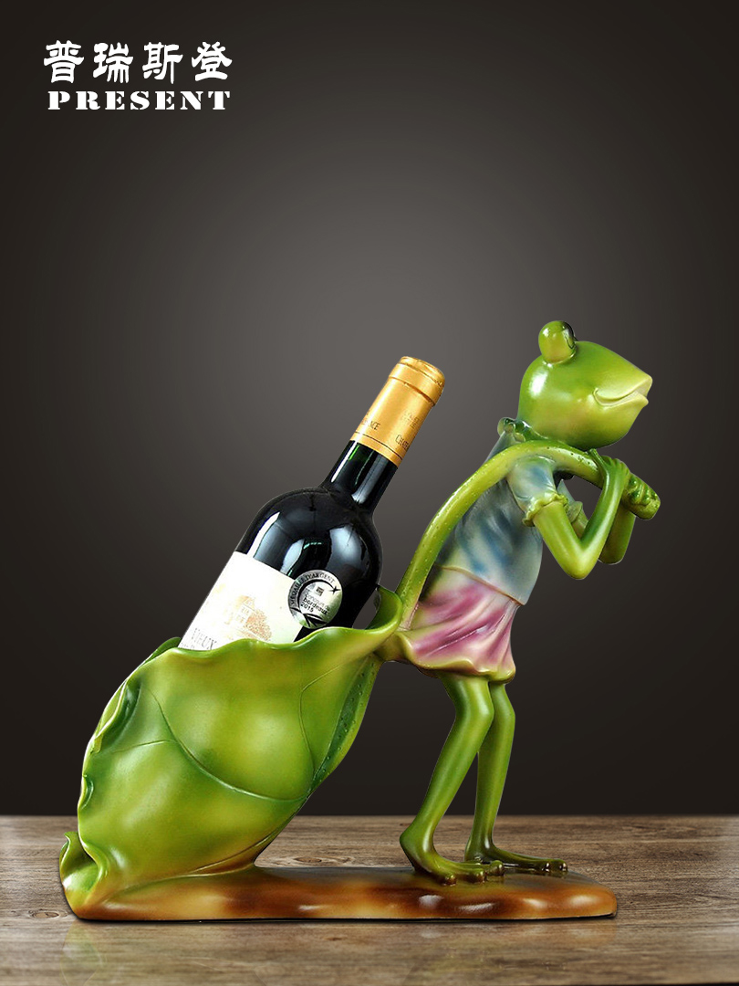 와인 랙 개구리 데스크탑 장식 럭키 홈 가구 실용적인 와인 스탠드 선물 장식품 제공 입구 작은 장식품