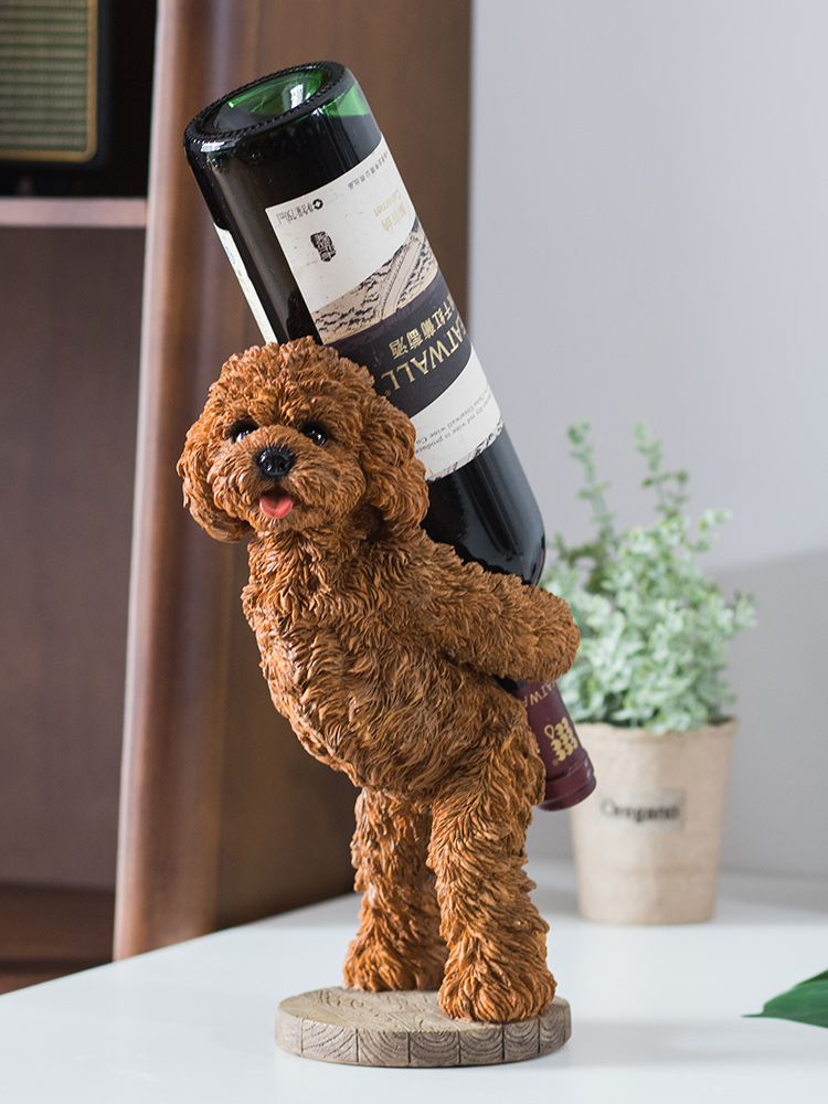 유럽 ​​스타일 와인 랙 크리에이티브 가정용 홈 인테리어 거실 바 장식 귀여운 강아지