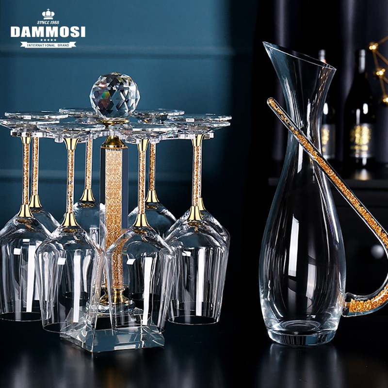DAMMOSI 유럽 스타일의 고급 와인 세트 와인 잔 세트 가정용 크리스탈 잔 대형 디켄터 컵 홀더