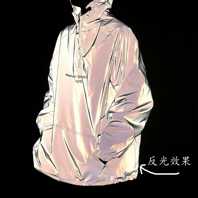 바이브 스웨터 남성 세련된 홍콩 스타일 레이저 야광 폭행 자켓 기능성 바람 미국 거리 튀김 거리 고급 팬
