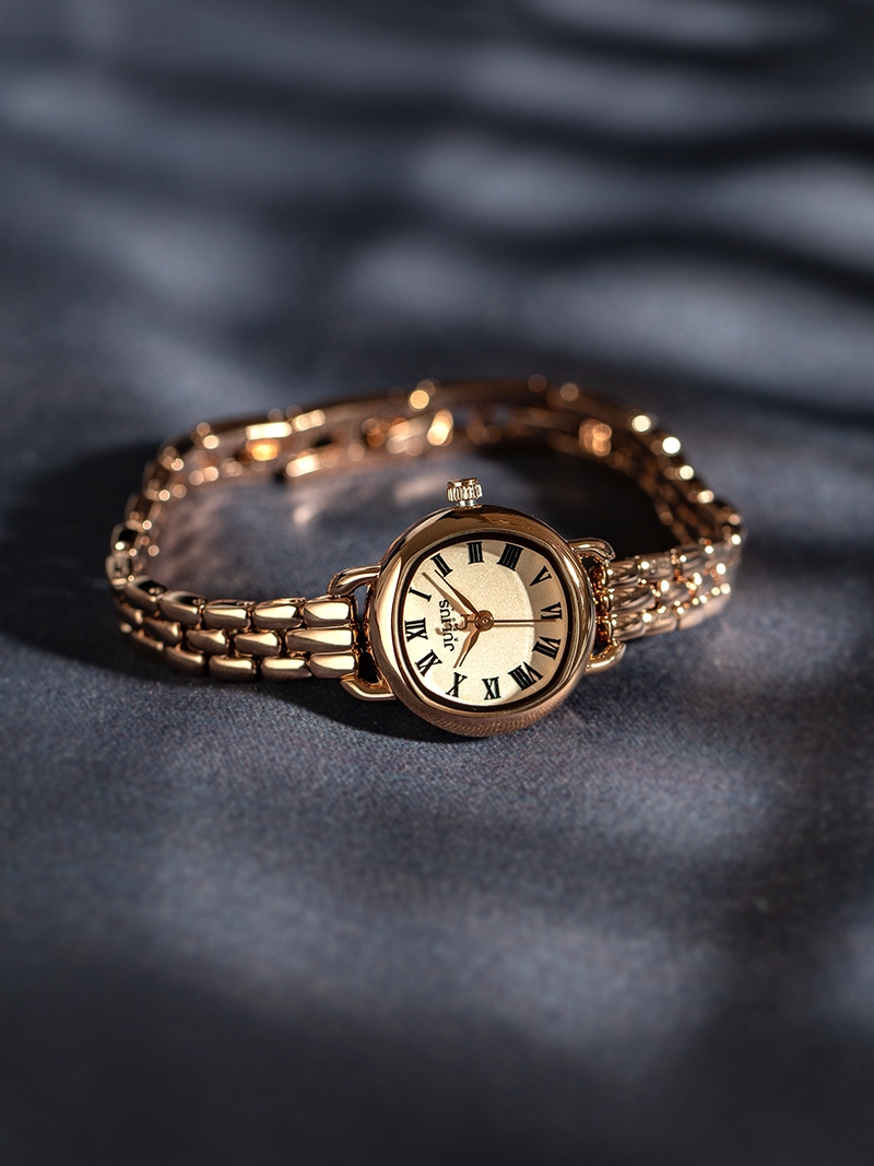 줄리어스 정품 작은 유럽 금속 체인 시계 복고풍 컴팩트 다이얼 여성 시계 방수 석영 시계