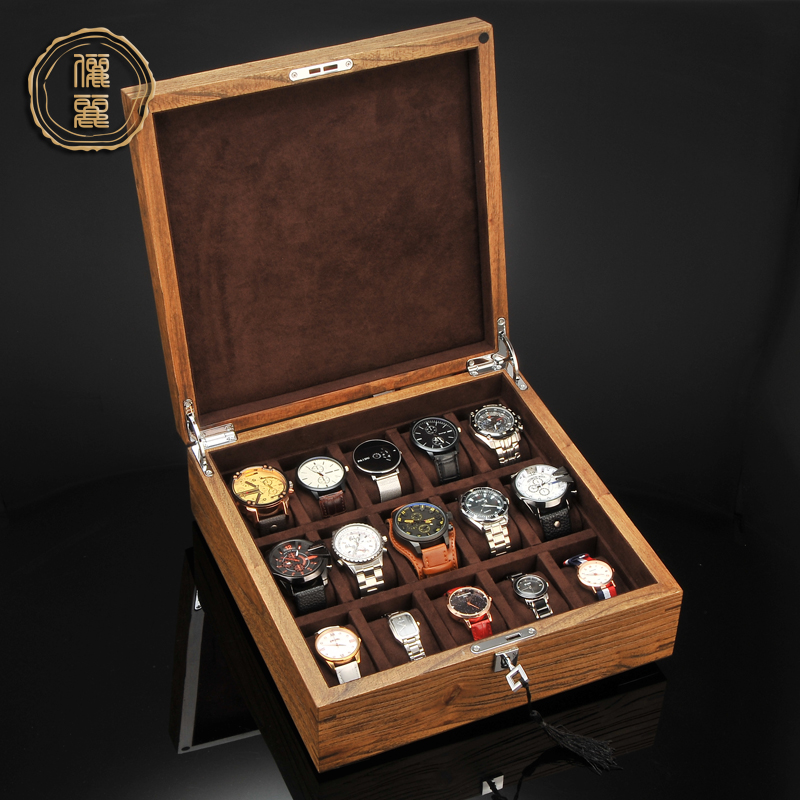 Lili 느릅 나무 시계 상자 순수 단단한 보관 15 테이블 간단한 팔찌 호두 컬렉션