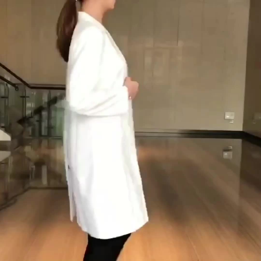 하이 엔드 한국 성형 외과 병원 여성 의사 흰색 실험실 코트 중간 길이 정장 재킷 화장품 구강 의료 작업복
