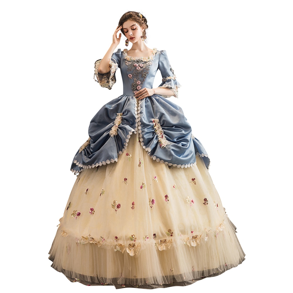 하이 엔드 코트 로코코 바로크 마리 앙투아 네트 볼 드레스 18 세기 르네상스 역사 시대 빅토리아 가운