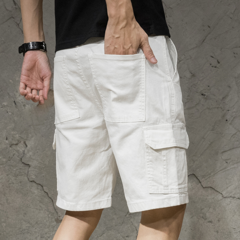 흰색 바지 반바지 남성 브랜드 인 여름 트렌드 루즈핏 스트레이트 5 점 캐주얼