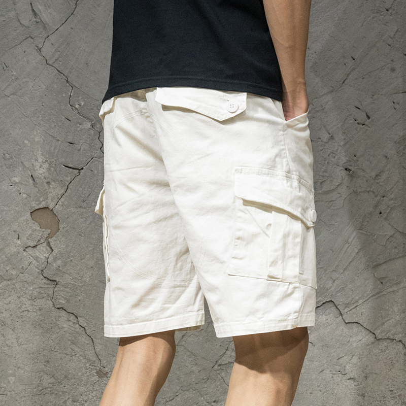 흰색 바지 반바지 남성 브랜드 인 순수한면 여름 트렌드 바지 루즈핏 다섯 점 캐주얼 바지