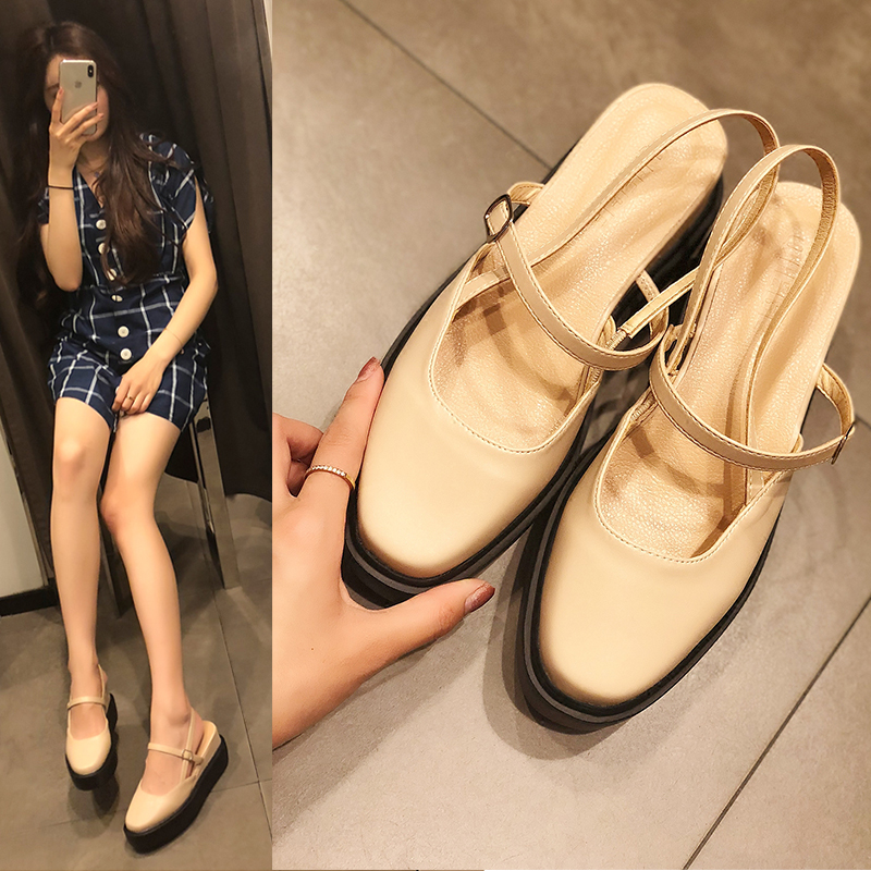 플랫폼 신발 여성용 샌들 2020 여름 슬로프 버전의 하이힐 색 Baotou 단일 여성 할머니