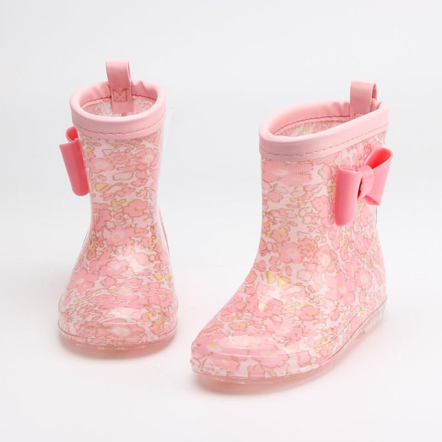 일본 만화 핑크 활 귀여운 어린이 장화 장화 소녀 소녀 공주 유치원 물 신발 미끄럼 방지