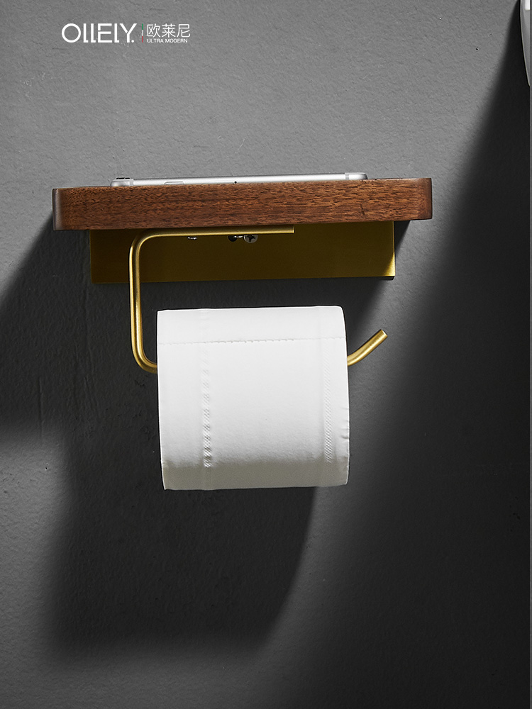 단단한 나무 티슈 홀더 크리에이티브 욕실 황금 화장실 휴지 검은 호두 화장지 상자 모바일