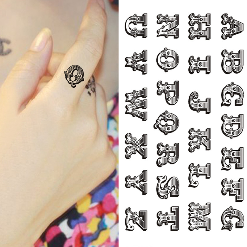 Ge Aifei 영어 편지 DIY 타투 스티커 방수 남성과 여성 손가락 호랑이 입 창조적 시뮬레이션